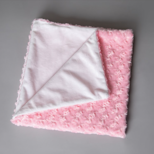 28" x 28"Soft Pink Colored Blanket with Rose Fabric
