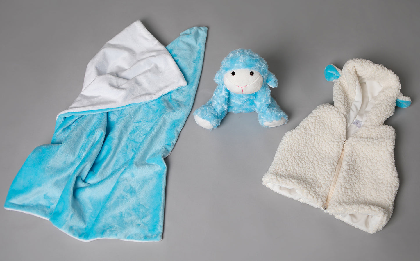 Sky Blue Plush Sherpa Set